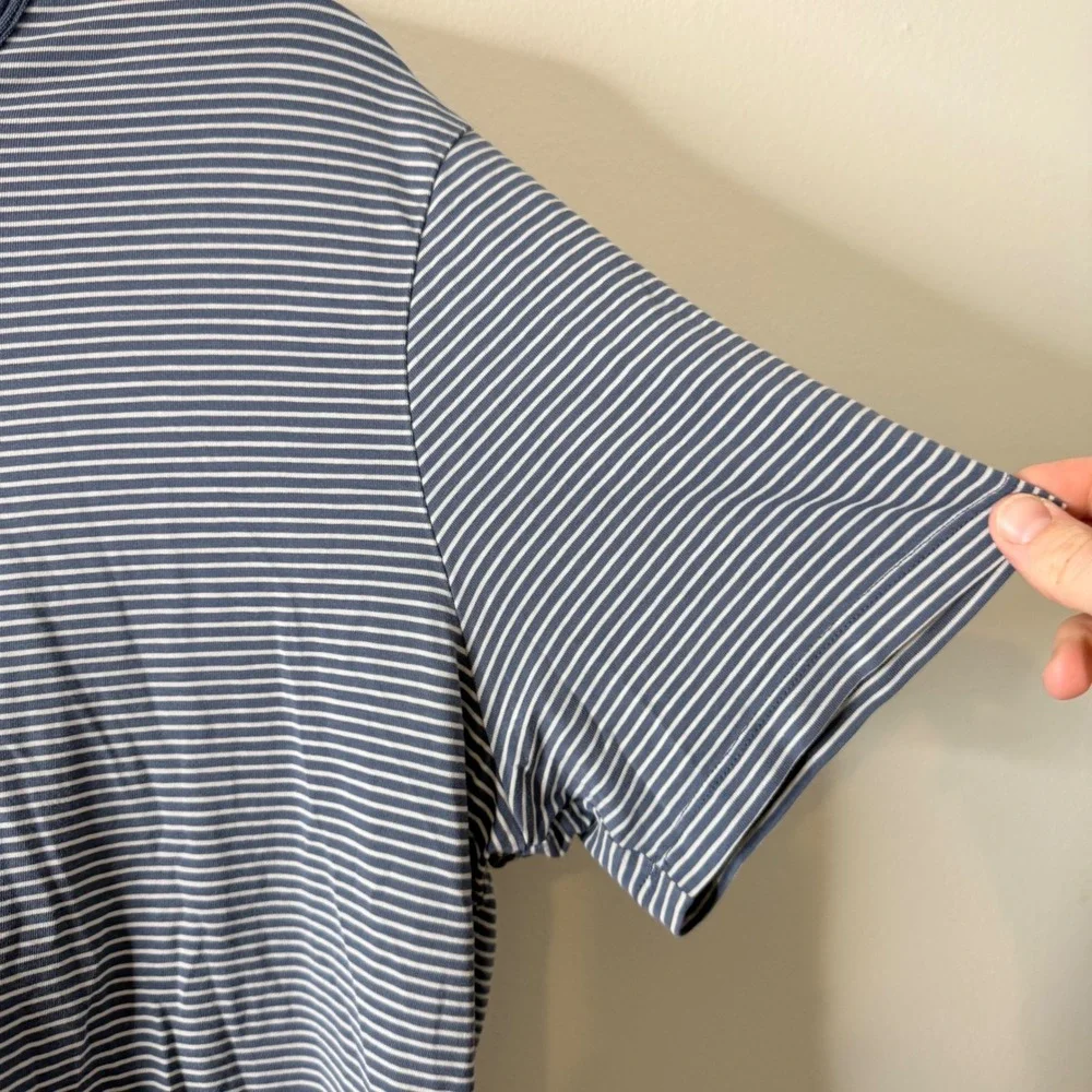 Lululemon Mens Striped Short Sleeve Crewneck T-Shirt Blue White Size L‎